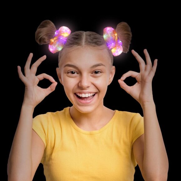 LED Hair Scrunchies 20PCS Colorful Glitter Luminous Hair Bands for Parties - Picture 3 of 5